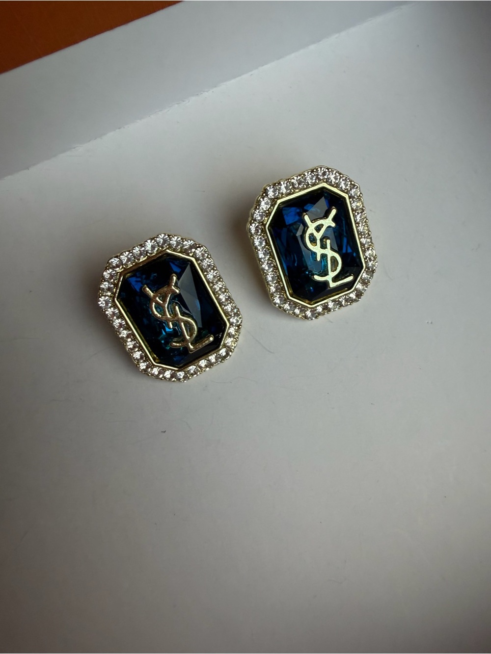 Gold Beaded Rectangular Stud and crystal earrings, fashion jewelry
